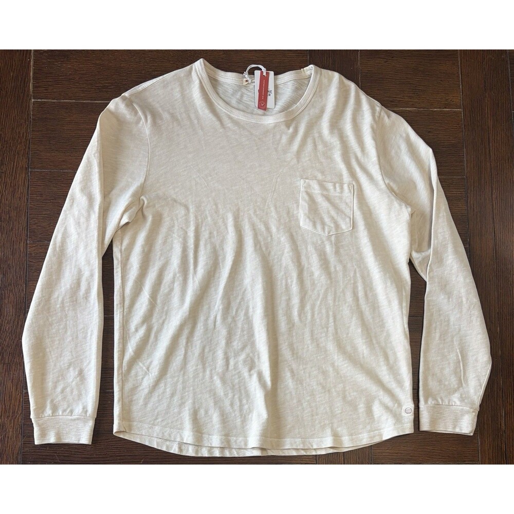 Marine Layer NWT Mens Medium Vintage Heavy Slub Pocket Tee Creme Brulee Tan 2023